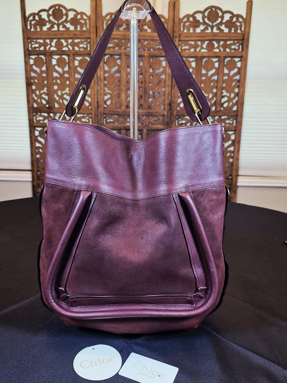 2010 Era Chloé Beautiful Plum Leather and Suede Shoulder Bag